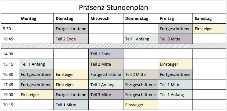 Stundenplan ab 22. September